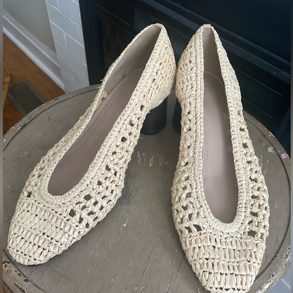 Massimo duty raffia macrame pumps